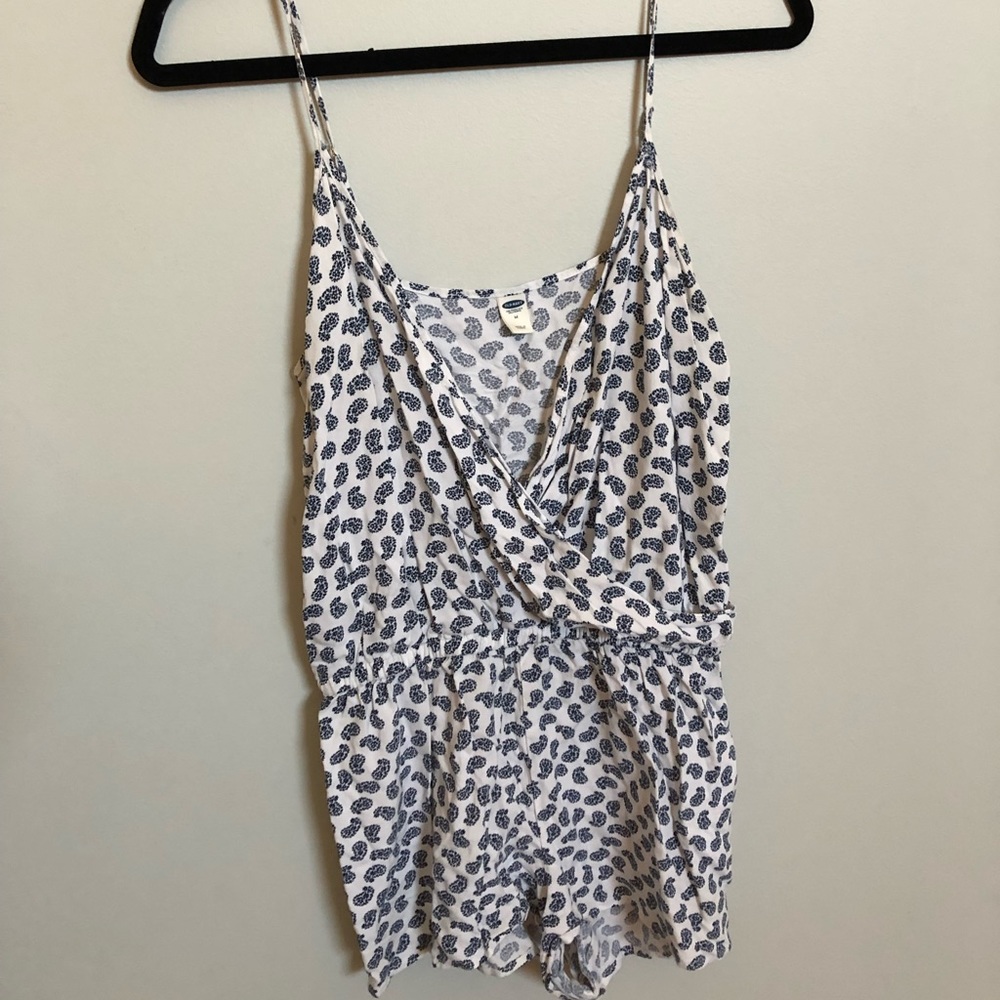 White and blue romper
